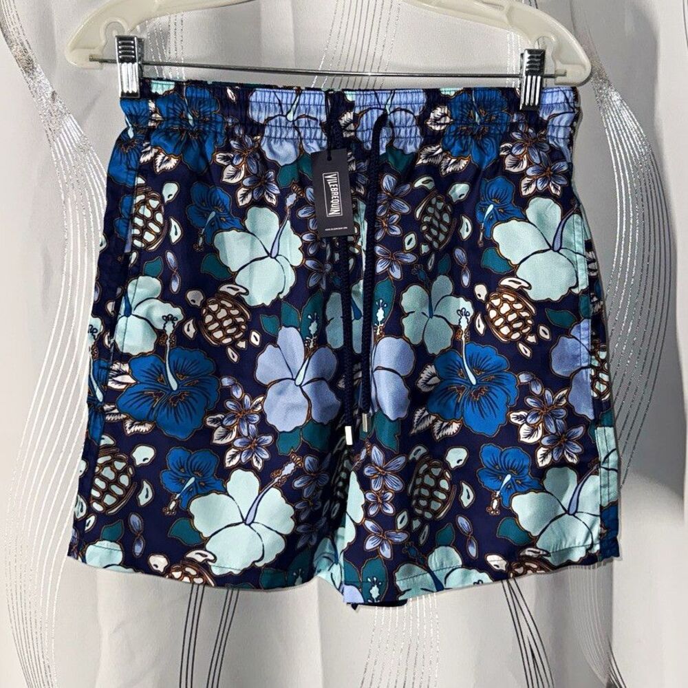 Vilebrequin men’s size M Blue Floral Tropical Board Shorts Swim Trunks